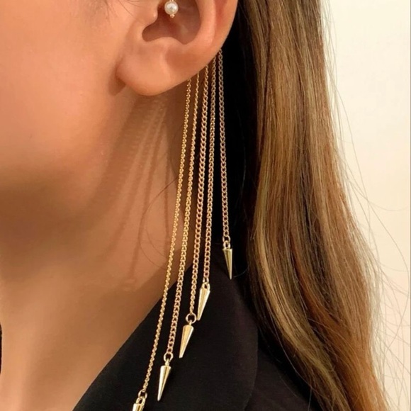 Elegant Gold and Silver Waterfall Earrings - Picture 2 of 3